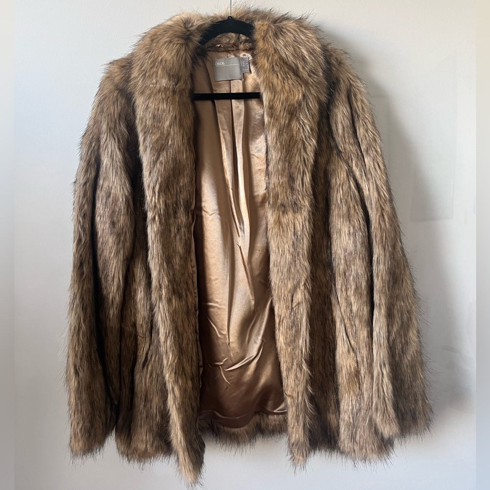 ASOS Faux Fur Coat in Brown